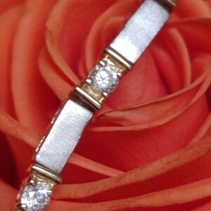 CI 925 Brushed Silver with Gold & Crystals Braclet